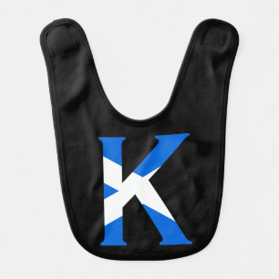 K Monogram overlaid on Scottish Flag bbcnt Baby Bib