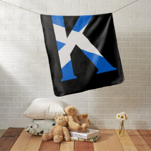 K Monogram overlaid on Scottish Flag bbcnt Baby Blanket