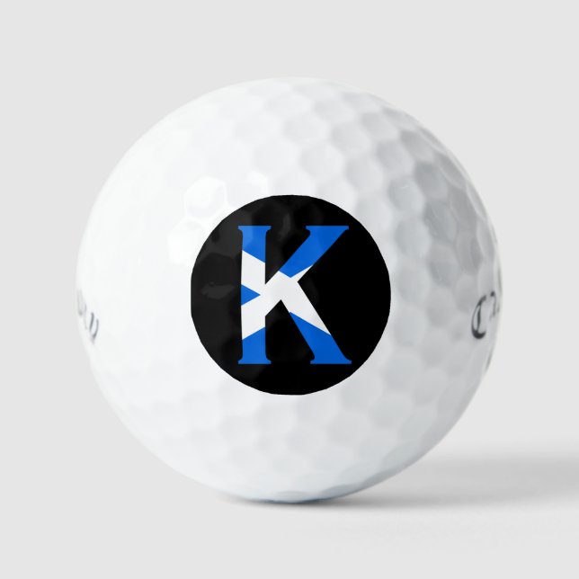 K Monogram overlaid on Scottish Flag css gbcnt Golf Balls (Front)