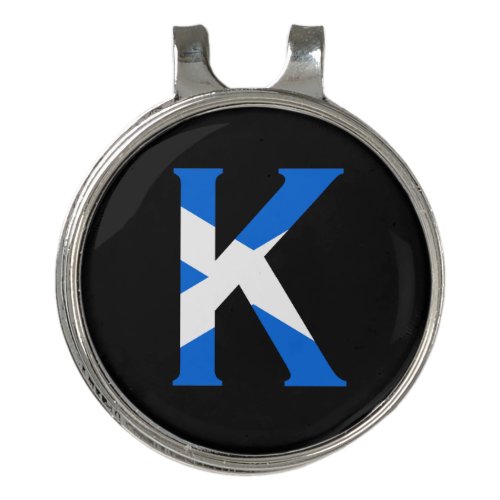 K Monogram overlaid on Scottish Flag hccnt Golf Hat Clip