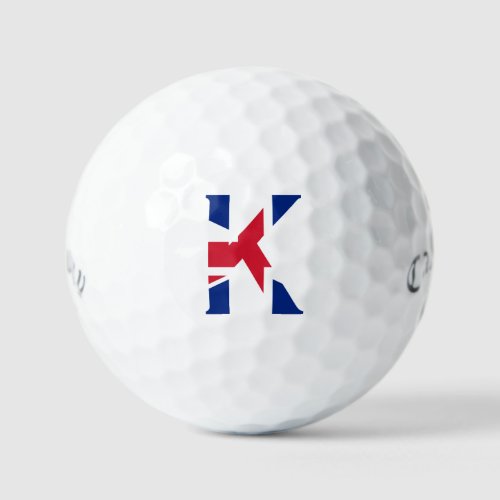 K Monogram overlaid on Union Jack Flag css gbcnt Golf Balls