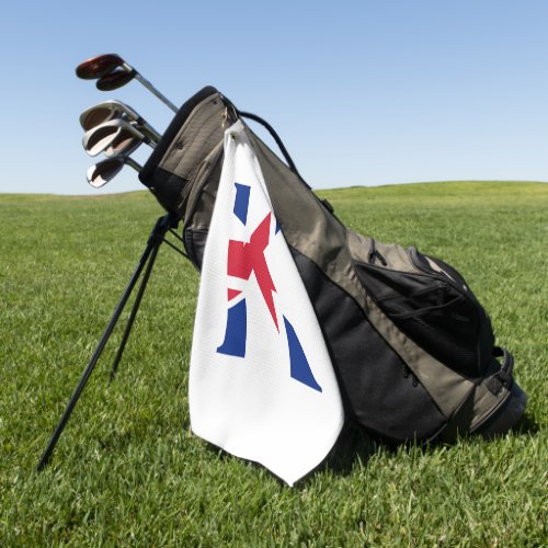 K Monogram overlaid on Union Jack Flag gtcnt Golf Towel