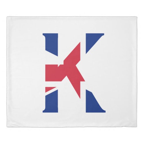 K Monogram overlaid on Union Jack Flag kccnt Duvet Cover