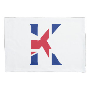 K Monogram overlaid on Union Jack Flag pccnt Pillow Case