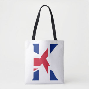 K Monogram overlaid on Union Jack Flag stcnt Tote Bag