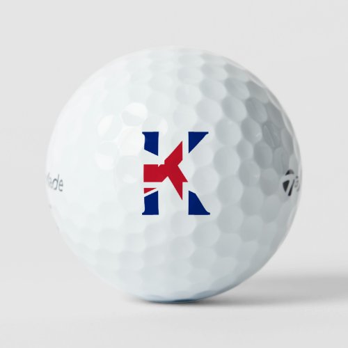 K Monogram overlaid on Union Jack Flag tmtp5 gbcnt Golf Balls