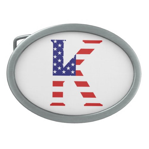 K Monogram overlaid on USA Flag bbcn Belt Buckle