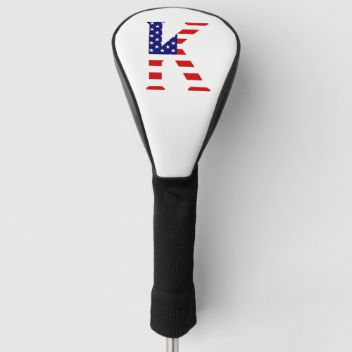 K Monogram overlaid on USA Flag dccnt Golf Head Cover