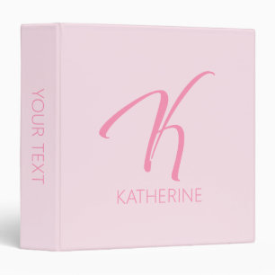 K Monogram Personalized 3 Ring Binder