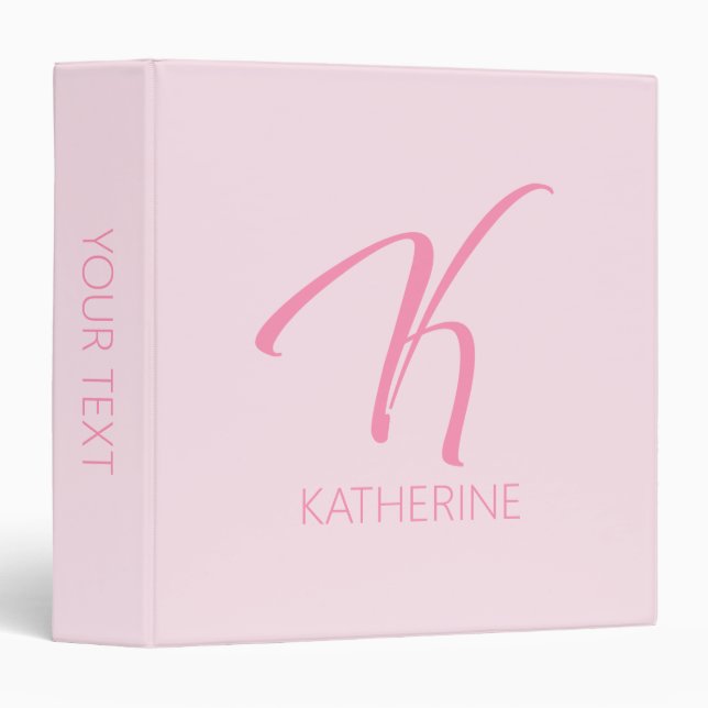 K Monogram Personalized 3 Ring Binder (Front/Spine)