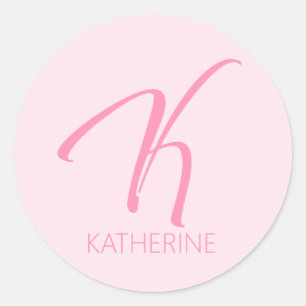K Monogram Personalized Classic Round Sticker