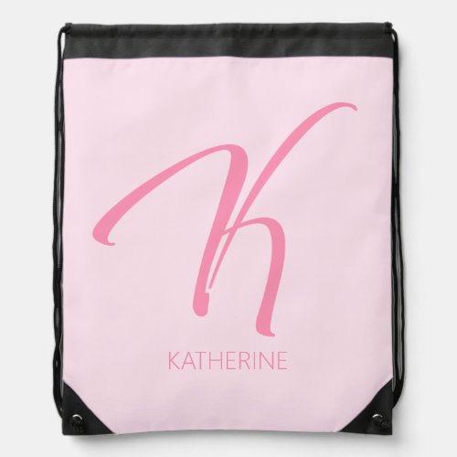 K Monogram Personalized Drawstring Bag