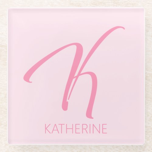 K Monogram Personalized Glass Coaster