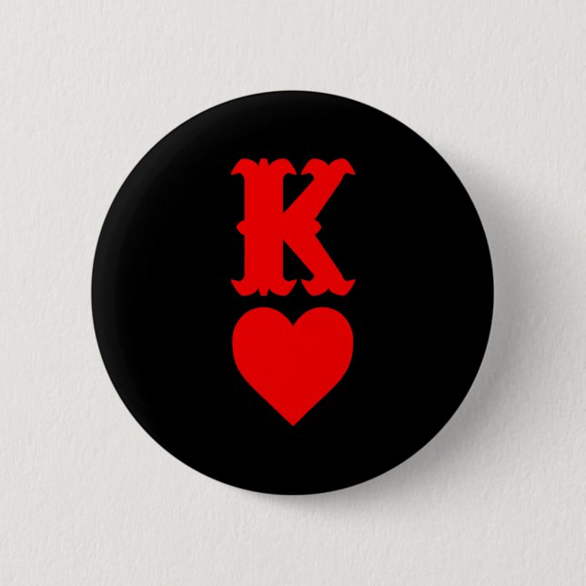 K Of Hearts Love Couples Valentines Day For  Button (Front)
