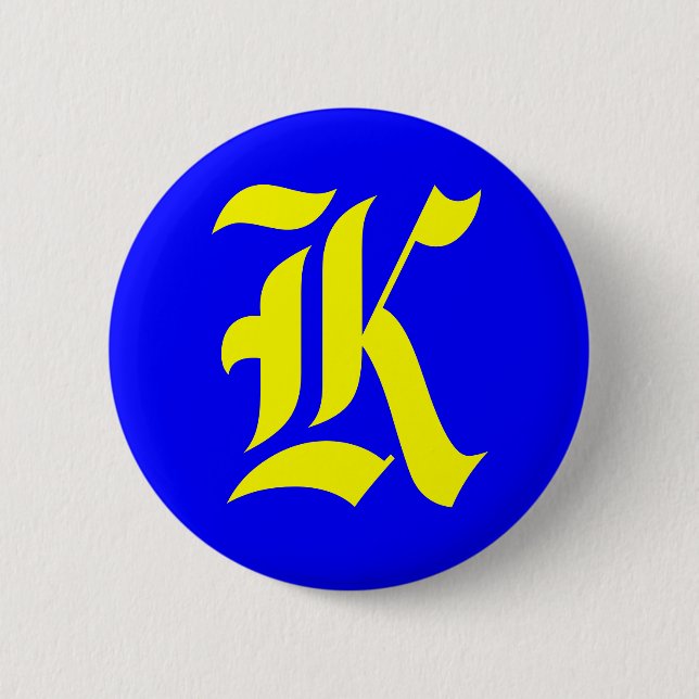 K - OLD ENGLISH PINBACK BUTTON (Front)