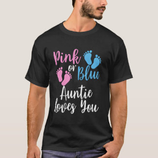 K Or Blue Auntie Loves You Gender Reveal T-Shirt