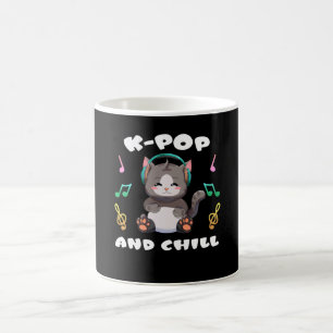 K-Pop and Chill Anime Cat Manga Music Kpop Fans Coffee Mug