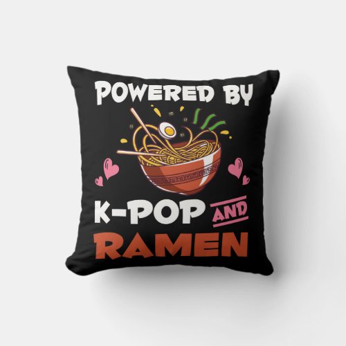 K_pop and Ramen addicted Kawaii Noodles Kpop Throw Pillow