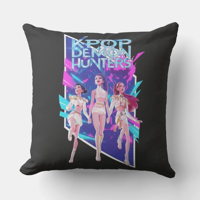 K-Pop Anime Idol Group Spiral Notebook Throw Pillow (Front)