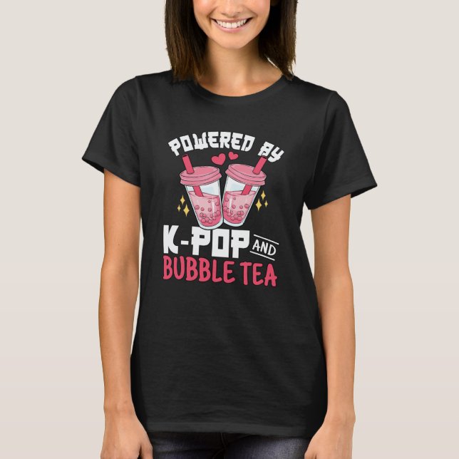 K Pop Bubble Tea Boba Korean Pink K Pop Music T-Shirt (Front)