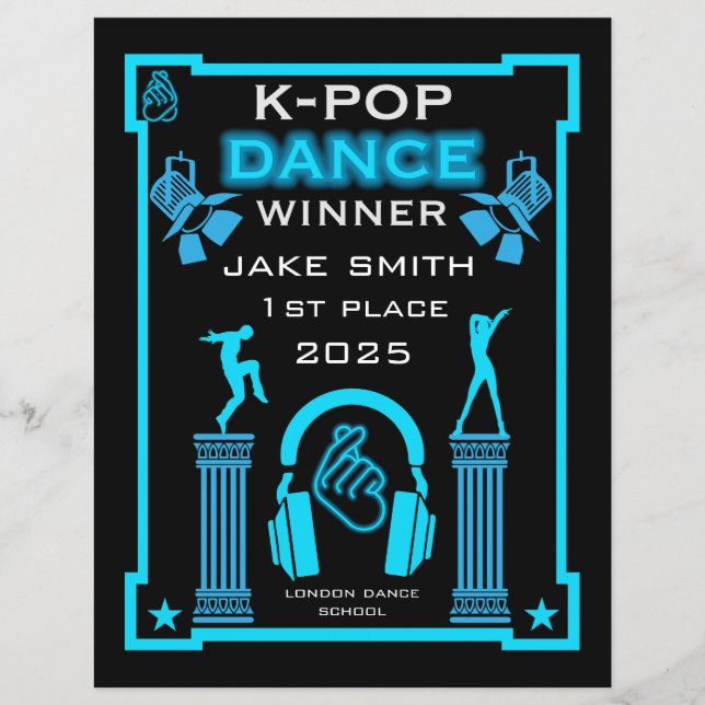 K-Pop Dance Competition Certificate (Front)