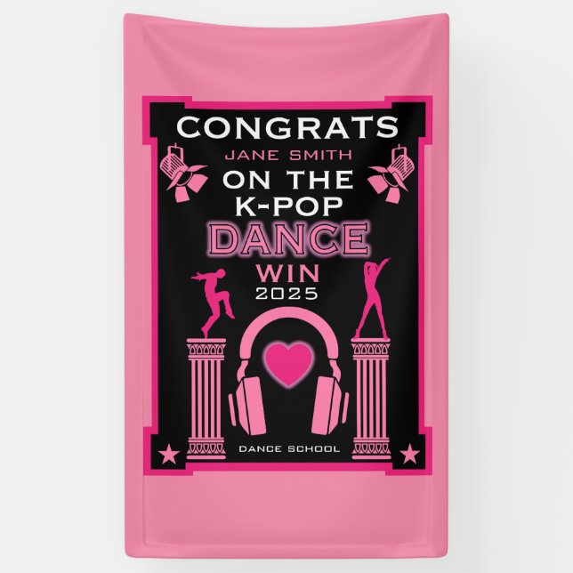 K-Pop Dance Competition Winner Congratulations Banner (Vertical)