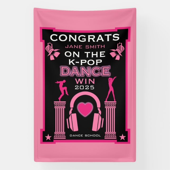 K-Pop Dance Competition Winner Congratulations Banner (Vertical)