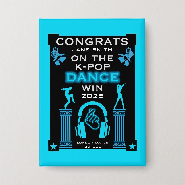 K-Pop Dance Competition Winner Congratulations Button (Front)