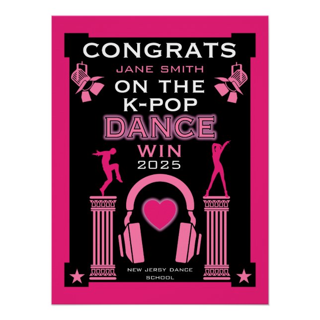 K-Pop Dance Competition Winner Congratulations Poster (Front)