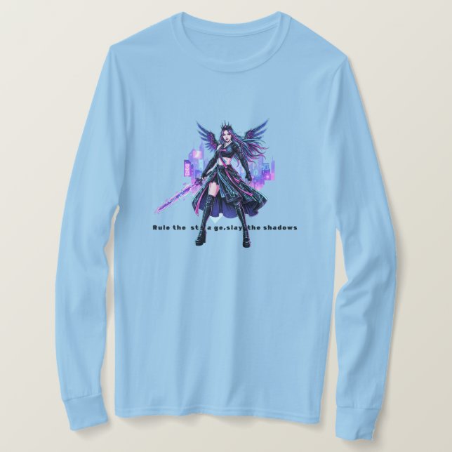 K-Pop Demon Queen – Neon Idol Warrior T-Shirt (Design Front)