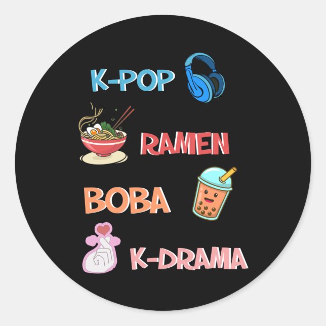 K-Pop Fashion for Fans of korean K-Drama & K-Pop Classic Round Sticker (Front)