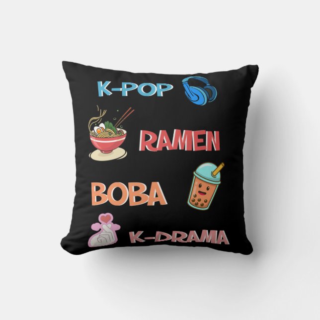 K-Pop Fashion for Fans of korean K-Drama & K-Pop Throw Pillow (Front)