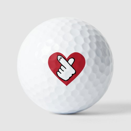 K_pop Finger Heart Black Red Golf Balls