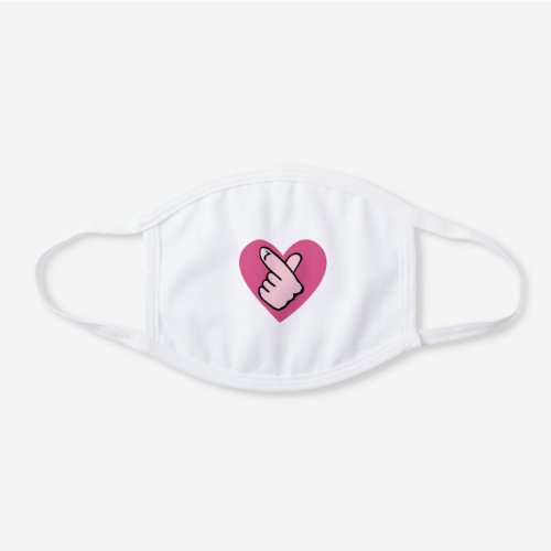 K_pop Finger Heart Pink White Cotton Face Mask