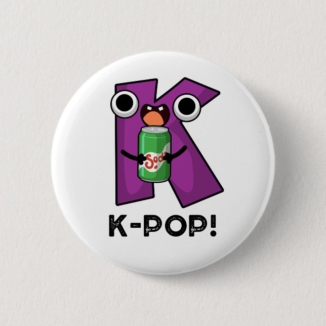 K-Pop Funny Music Soda Pop Pun Button (Front)