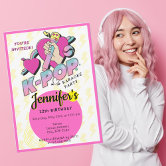 K-Pop Music Star Korean Pop Theme Birthday Party Invitation | Zazzle