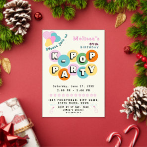 K-pop korean pop music theme birthday party acrylic invitations