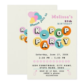 K-pop korean pop music theme birthday party invitation