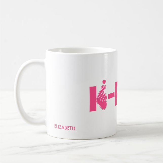 K-Pop Kpop In Korean Kpop Symbol Hand And Heart Coffee Mug (Left)