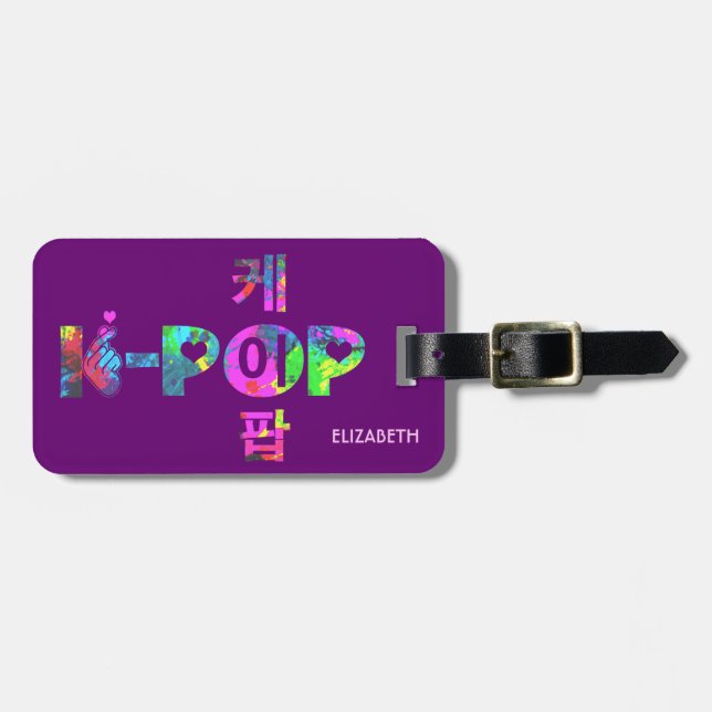 K-Pop Kpop Symbol Hand And Heart Colorful Kpop Luggage Tag (Front Horizontal)