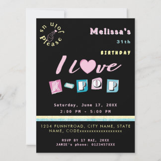 K-pop love korean music fan black pink blue invitation