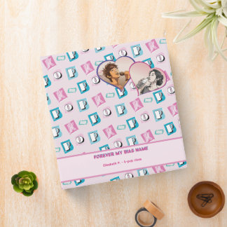 K-pop music hallyu fan black blue pink two photos 3 ring binder