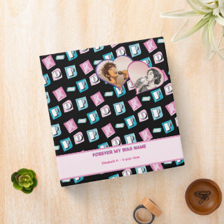 K-pop music hallyu fan black blue pink two photos 3 ring binder