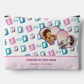 K-pop music hallyu fan black blue pink two photos accessory pouch