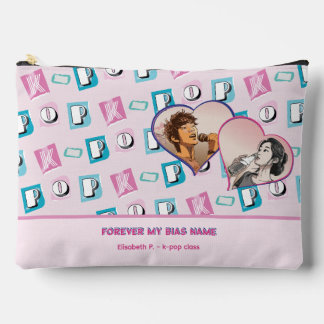 K-pop music hallyu fan black blue pink two photos accessory pouch