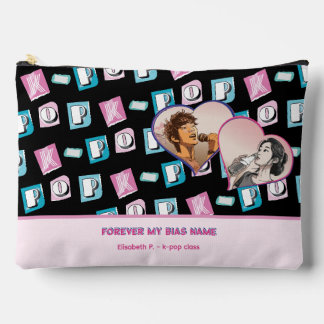K-pop music hallyu fan black blue pink two photos accessory pouch