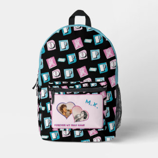 K-pop music hallyu fan black blue pink two photos printed backpack