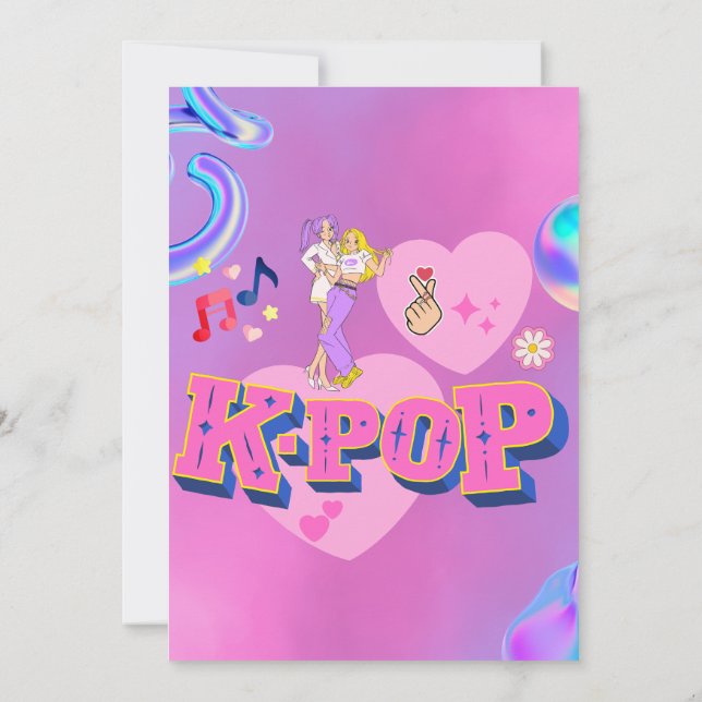 K-Pop Music Star Korean Pop Theme Birthday Party Invitation | Zazzle