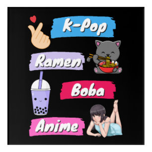 K-Pop, Ramen, Boba and Anime Pop Culture Fan Acrylic Print