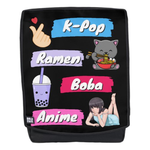 K_Pop Ramen Boba and Anime Pop Culture Fan    Backpack